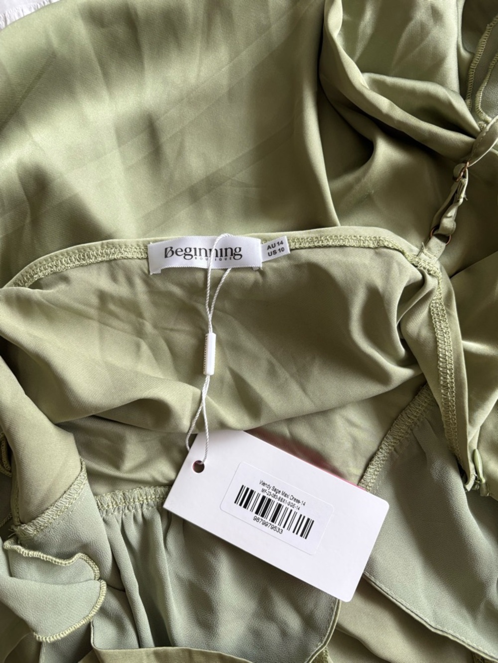 Beginning Boutique Olive Satin Lace-Trim Slip - Picture 5 of 5